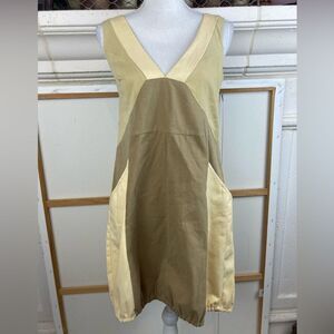 Handcut by preloved VTG Bubble Twill V-Neck Dress w/pockets elastic bottom